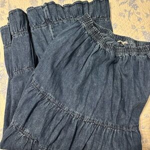 AMERICAN EAGLE DENIM RUFFLE MIDI SKIRT-S